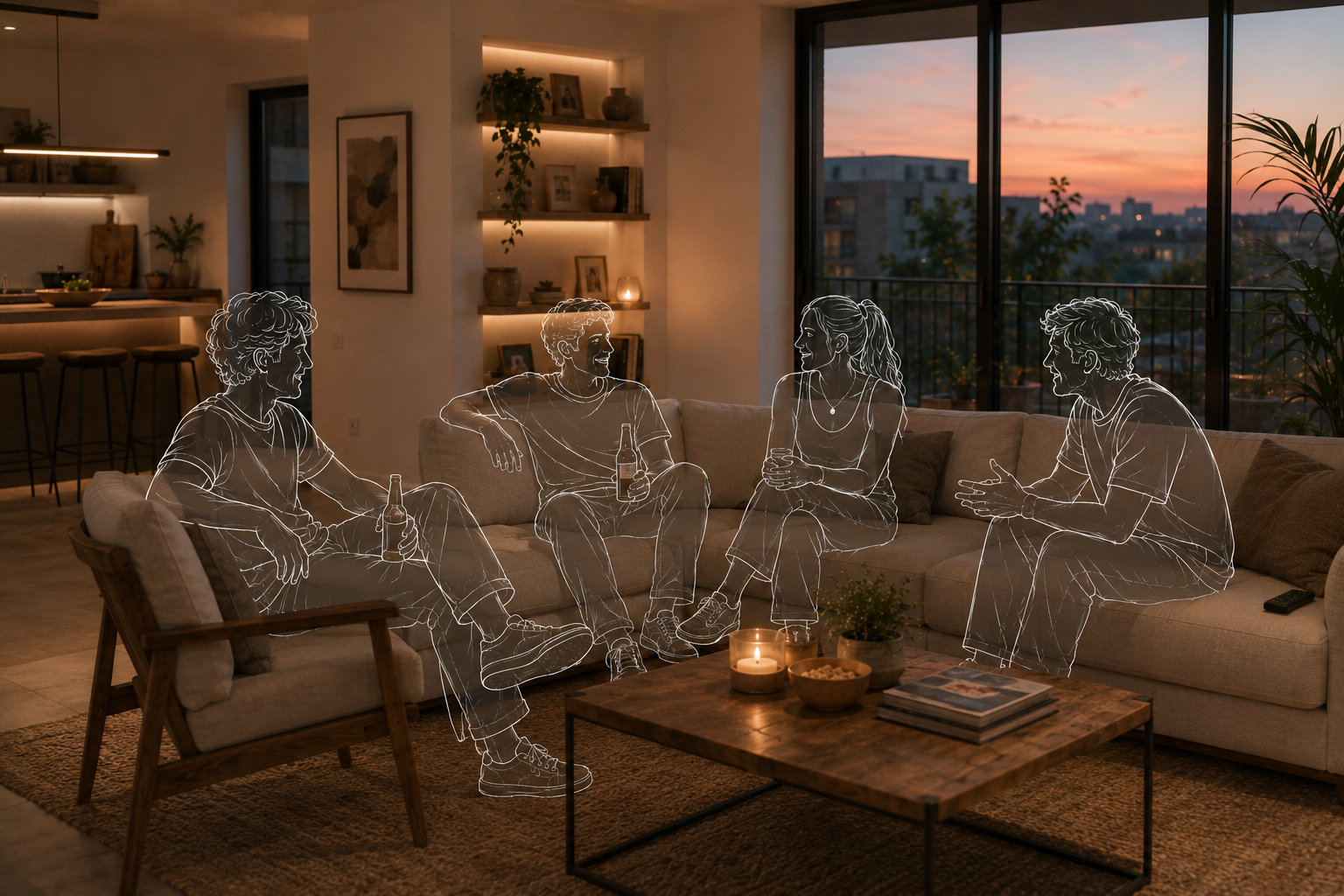 Hogar amplio con familia reunida